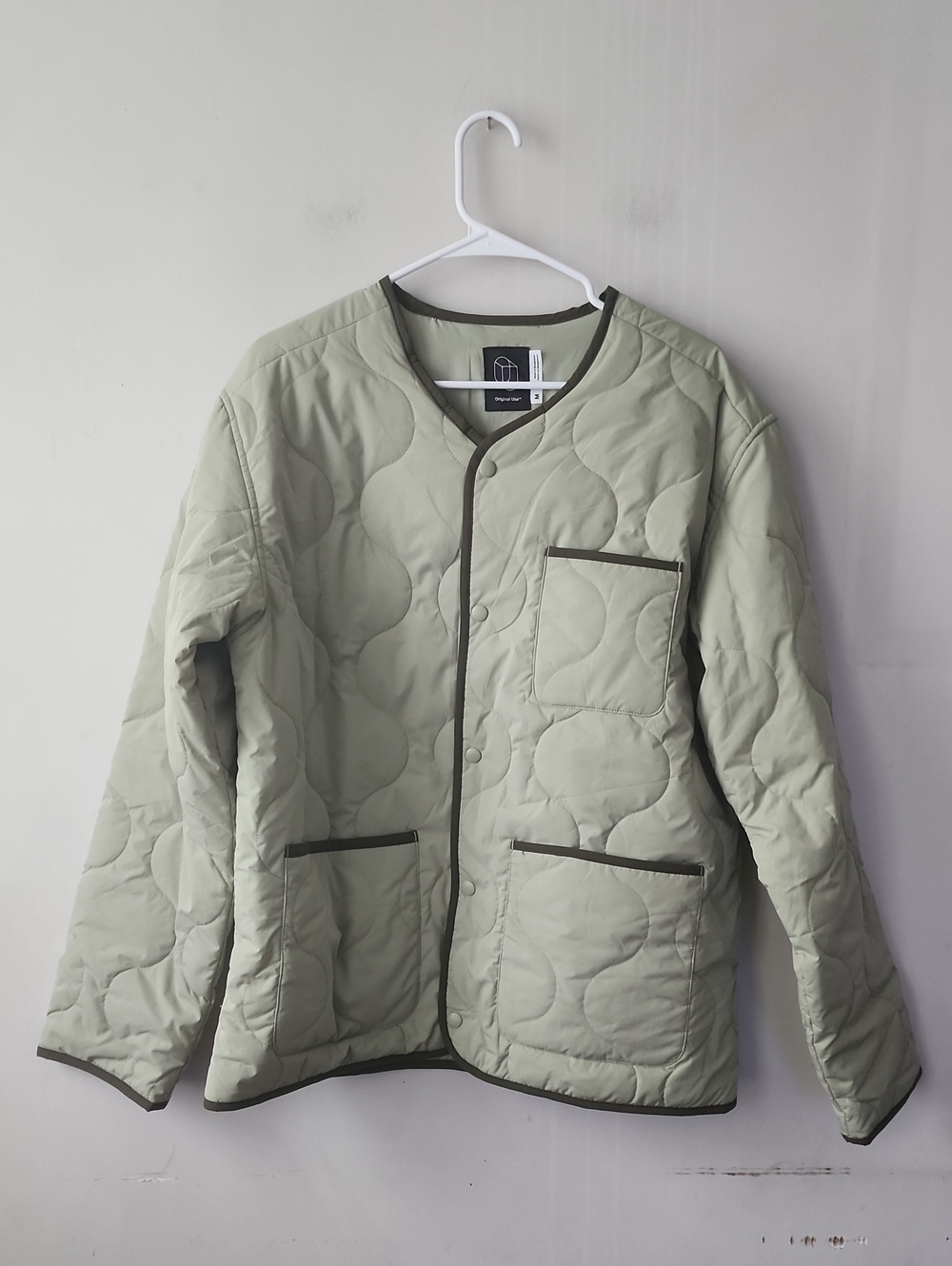 Original Use Quilted Light Sage Jacket with Dark Trim
